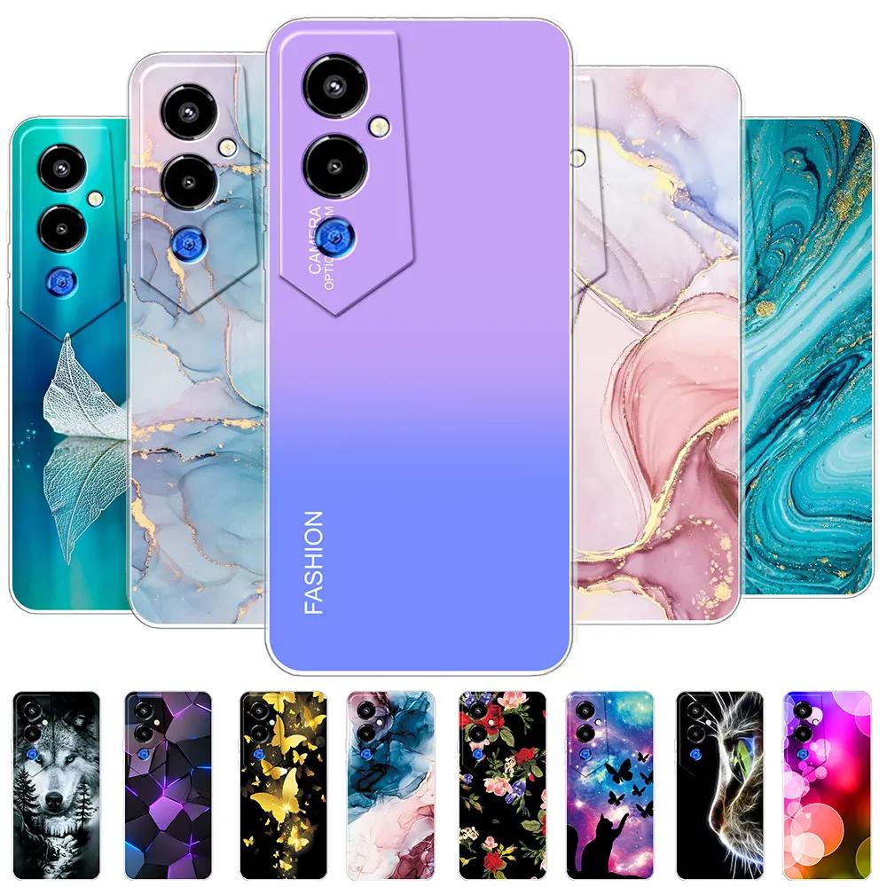 Für Tecno Pova 4 Pro Hüllen Marmor Transparente Hüllen Tecno Pova 4 Silikon Klarer Stoßfänger Für Tecno Pova4 Pro Blumen Handyhüllen