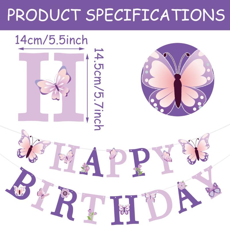 Happy Birthday Banner Mit Schmetterling Tanzende Blumen Hängender Anhänger Girlanden Mädchen 1. Happy Birthday Party Dekorationen