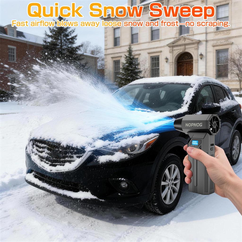 Car Snow Removal Turbo Blower Strong Blowing Jet Fan Portable 4 Gears Adjustable Type-C Charging 140000RPM LED Light Electric Air Duster