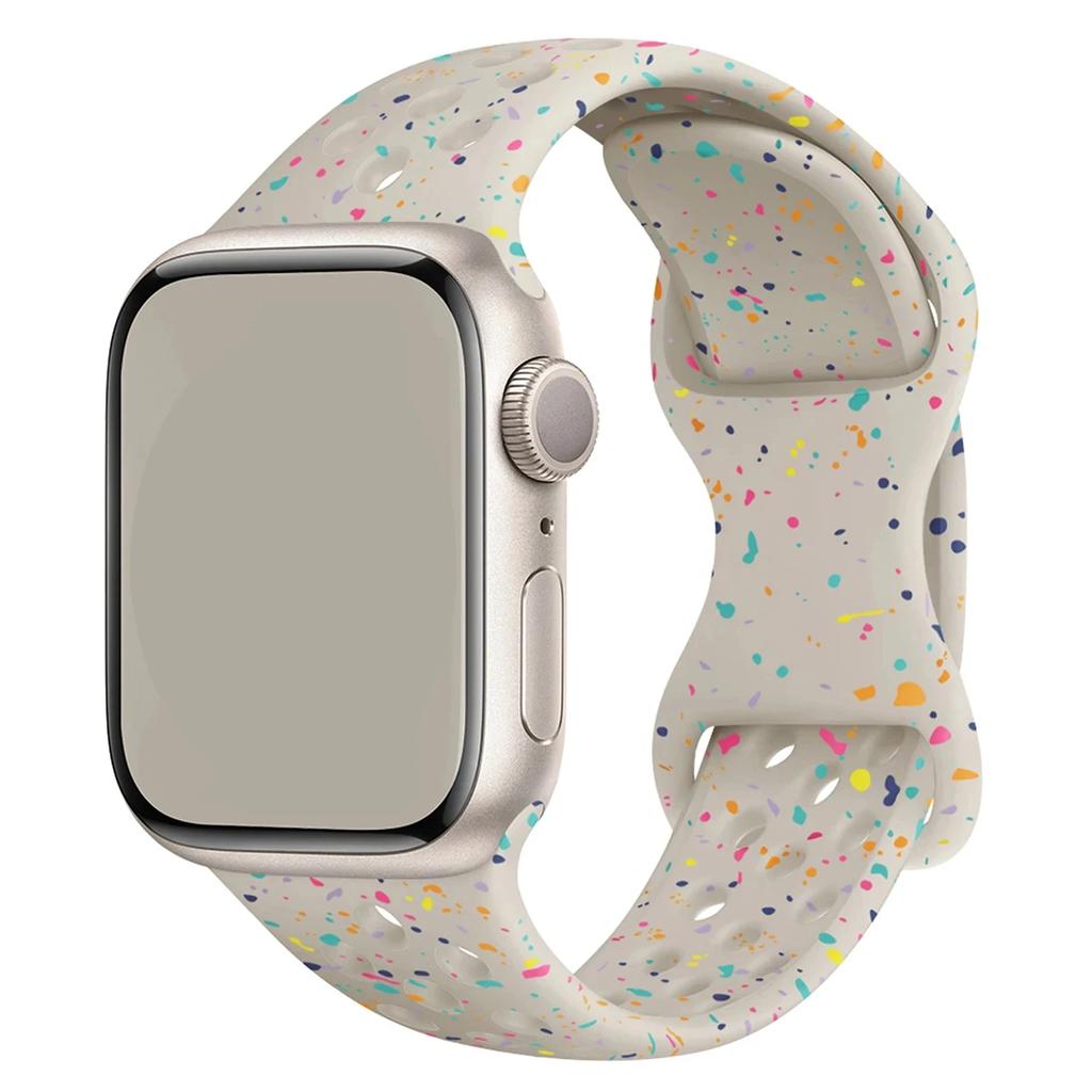 Color Particles Strap for Apple Watch Ultra 2 Band 49mm 45mm 44mm Silicone Bracelet for IWatch Series 9 8 7 6 5 41mm 42mm SE 4 3
