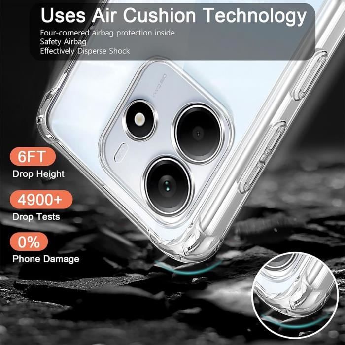 Coque pour Xiaomi Redmi Note 14 5G (pas pour 4G) TPU Antichoc Transparente + 2 Verres Trempés Vitre Protection