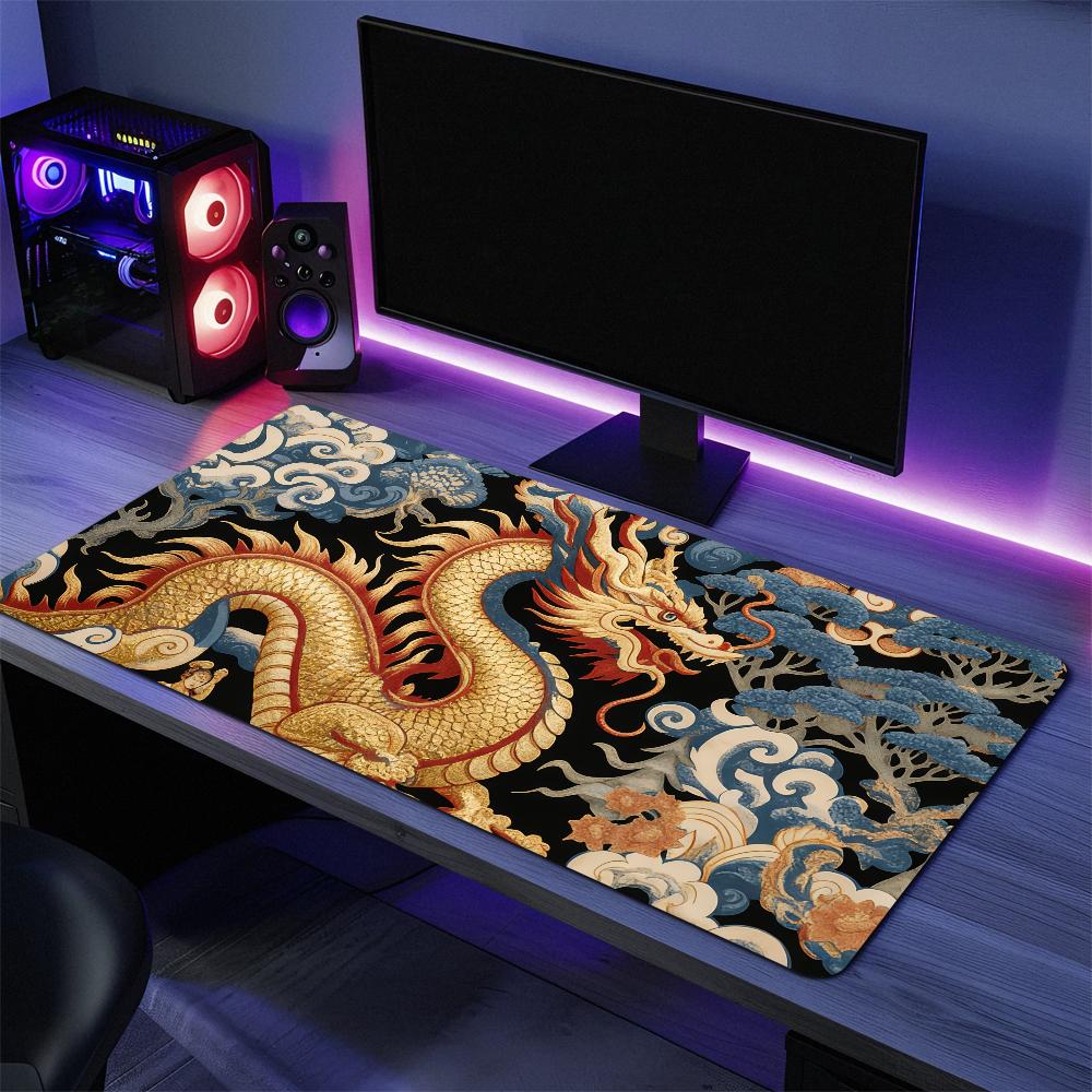Blue and White Traditional Dragon S Mouse Pad Large Desk Mat Keyboard Ergonomic Office Rubber PC Nonslip Antifray Home Custom