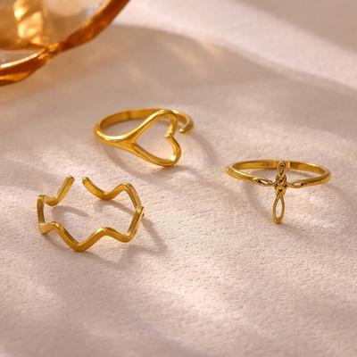 Minimalist Gold Color Rings For Women Heart Romantic Anillos Stainless Steel Corss Hollow Ring Lucky Jewelry 2026 New Gift