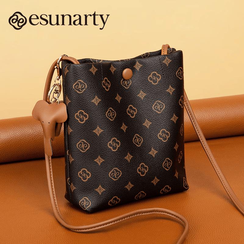 ESUNARTY Women s Mini Monogram Bucket Crossbody Bag