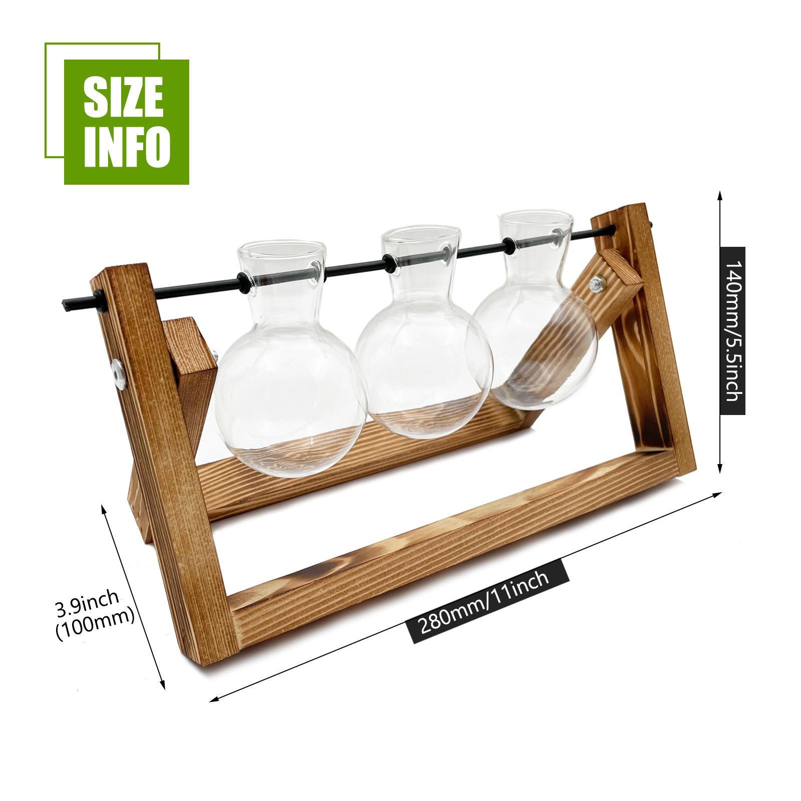 

Террариум для растений с деревянной подставкой, станция для размножения растений, вазы для укоренения растений, подвесной стеклянный держатель для растений, украшения, домашний декор A-3 Vases