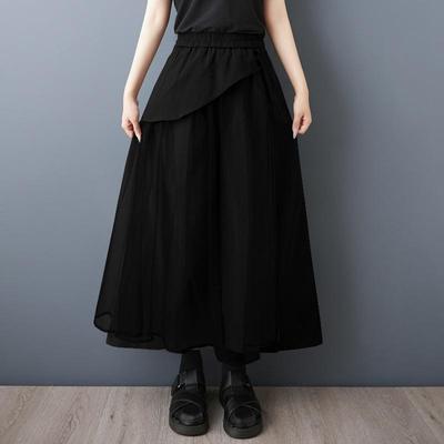 Übergröße Vintage Hohe Taille Lässig Locker Lang Sommer Weites Bein Rock Hosen Damen Hosen