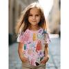 Buntes Katzenmädchen T-Shirt Niedliche Muster Sommer Kurzarm 3D Druck Mädchen Oberteil Mode Lässig Streetwear Kinderkleidung