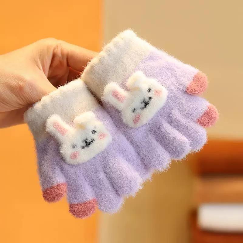 Baby Gloves for Winter, Cute and Warm for Toddlers, Boys and Girls, Five-Fingered Plush Gloves for Babies