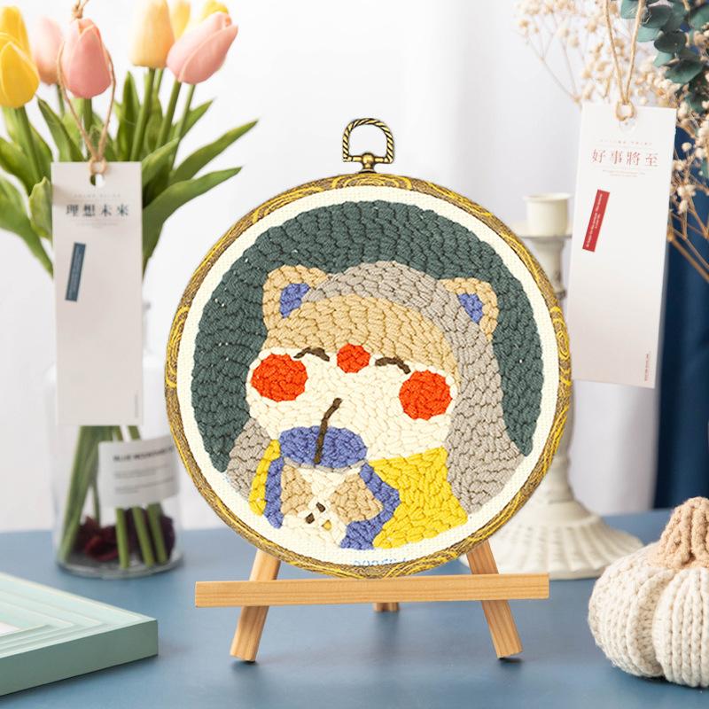 

1pc Kitten Pattern Russian Stamping Embroidery DIY Yarn Painting Embroidery Material Kit