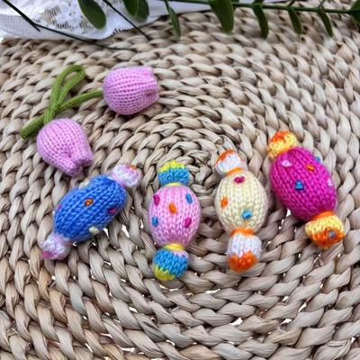 Handmade Knitted Yarn Polka Dot Hair Accessories for Kids – Cute Gummy Pendant for DIY Dolls and Children's Clothing