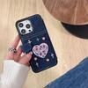 Apple 17promax denim flip phone case iphone16 lanyard love 15 for 14 embroidered protective case