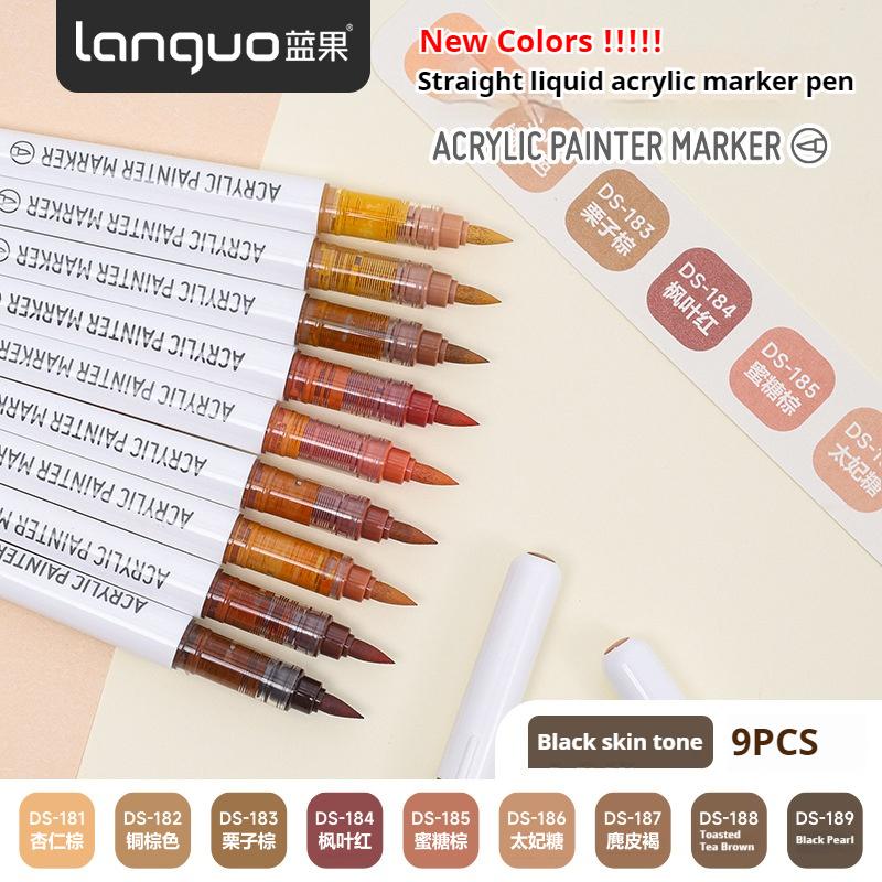 LANGUO 60Colors/box Direct Liquid Acrylic Paint Marker Pens Set Brush Color Marker Pen for DIY Painting Drawing Ceramic Glass