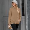 Women's Casual Color Pullover Hoodie with Drop Shoulders and Long Sleeves for Everyday Wear