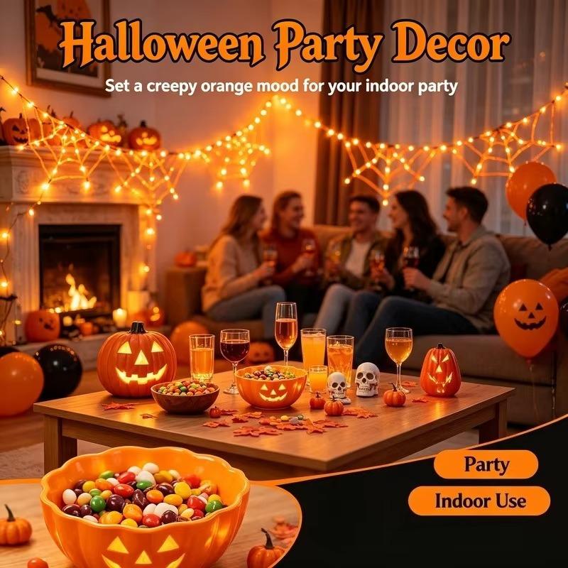 1-2PCS Spider Web String Lights Halloween LED Colorful Party Lights Outdoor Garden Haunted House Holiday Decorations