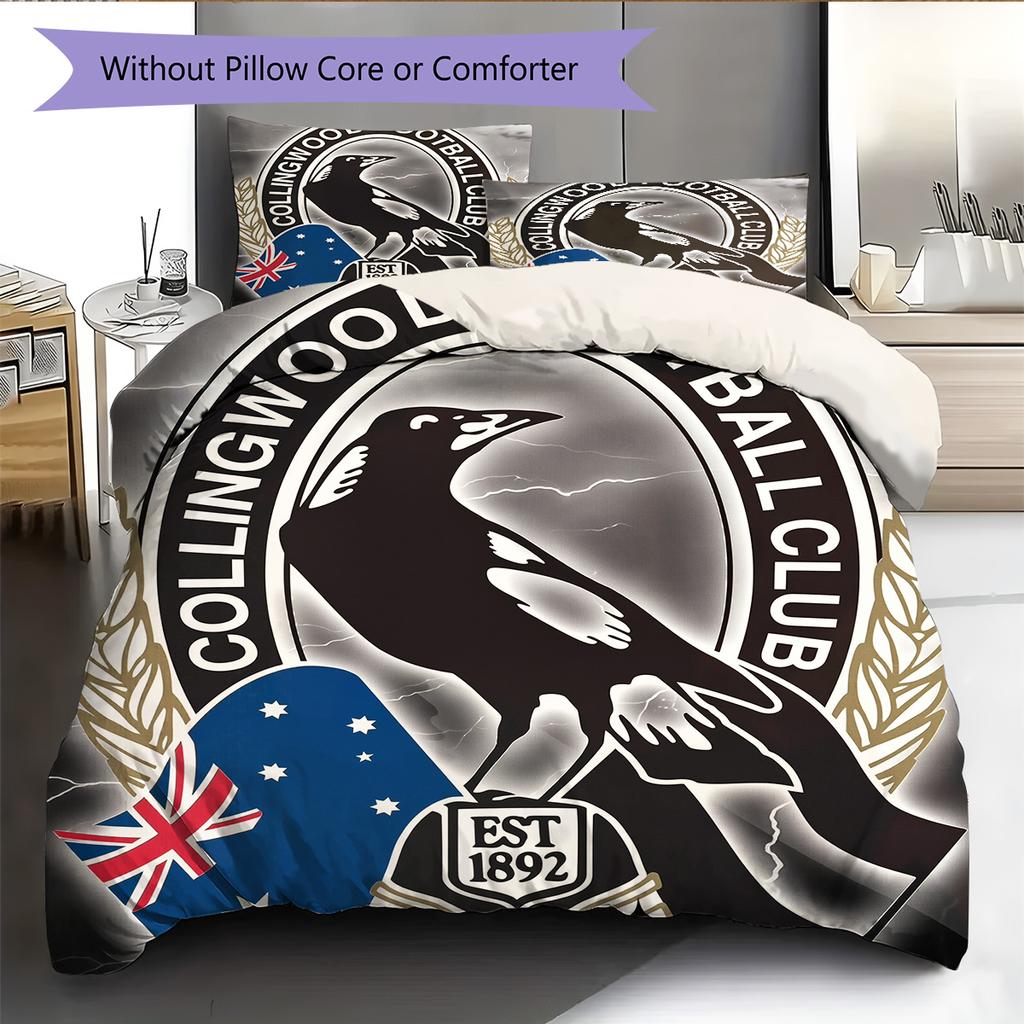 Magpies de Collingwood Set de Colcha con Patrón Decoración del Hogar Regalo (1 funda nórdica + 2 fundas de almohada sin relleno.)