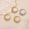 European Niche Zirconia Ring with 18K Gold Plating, Cold Palace Style Stainless Steel Jewelry for Women