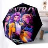 1pz Huntrix KPOP Demon Hunters Ombrello Pieghevole ad Apertura Automatica con Telaio in Ferro a 8 Stecche, Design Portatile per Uso Esterno, Regalo Ideale per Fan e Tra