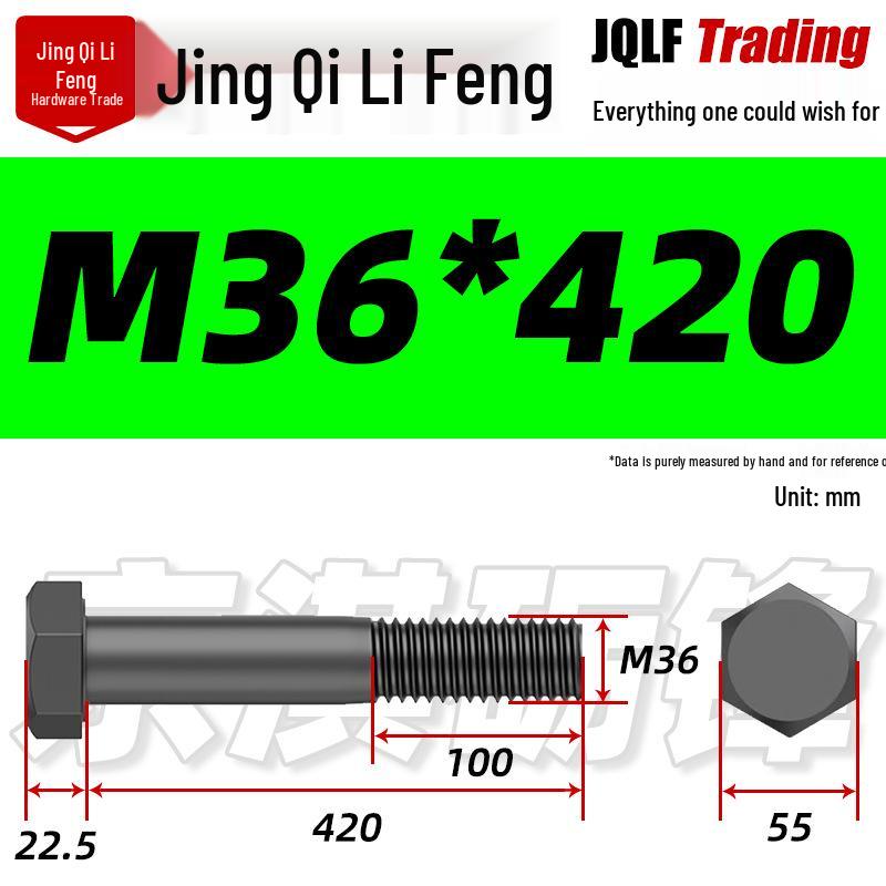 M27-M39 Grade 12.9 Blackened Half-Thread Hexagon Bolt