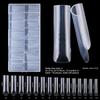 150pcs Coffin Shape Sandwich Nail Forms Natural Clear No-Trace Nail Art Tips Almond Shape Clear Extension Nail Tips