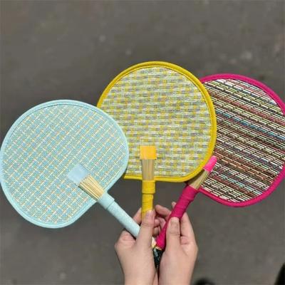 Handmade Handwoven Fan Vibrant Colors Cute Woven Fan Creative Summer Cooling Fan  Home Decoration