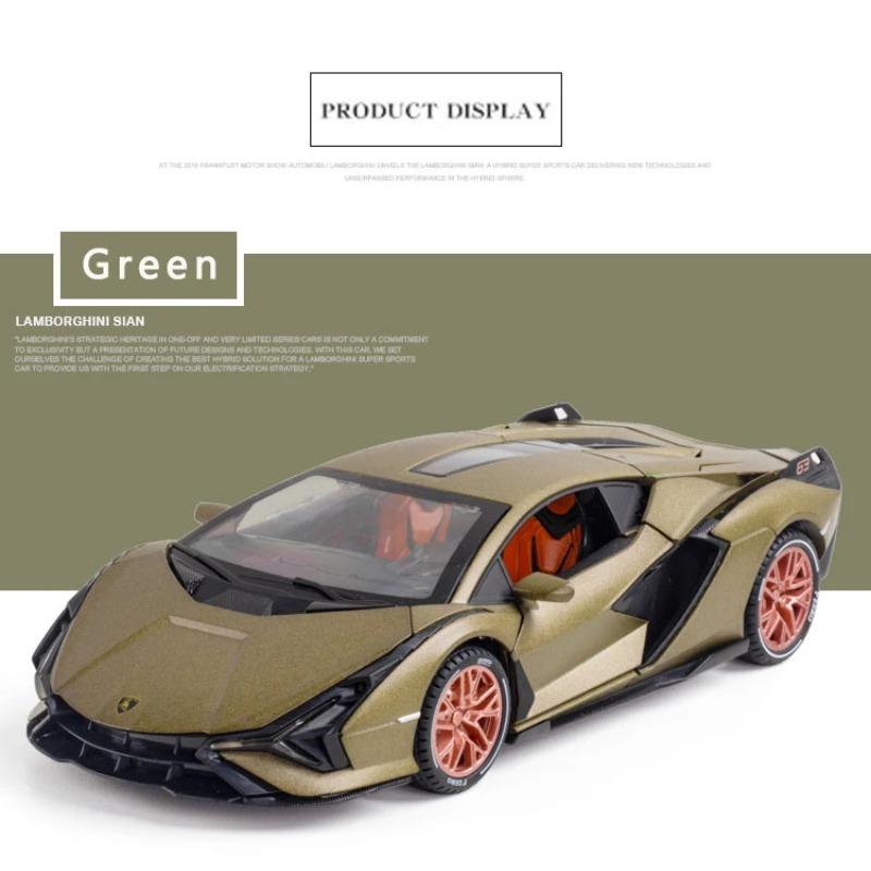 1/24 Lambor Sian FKP37 Legierung Druckguss Sport Auto Spielzeug Modell Simulation Heckflügel Lift Pull Back Modell Ornament Junge Geschenk Sammlung