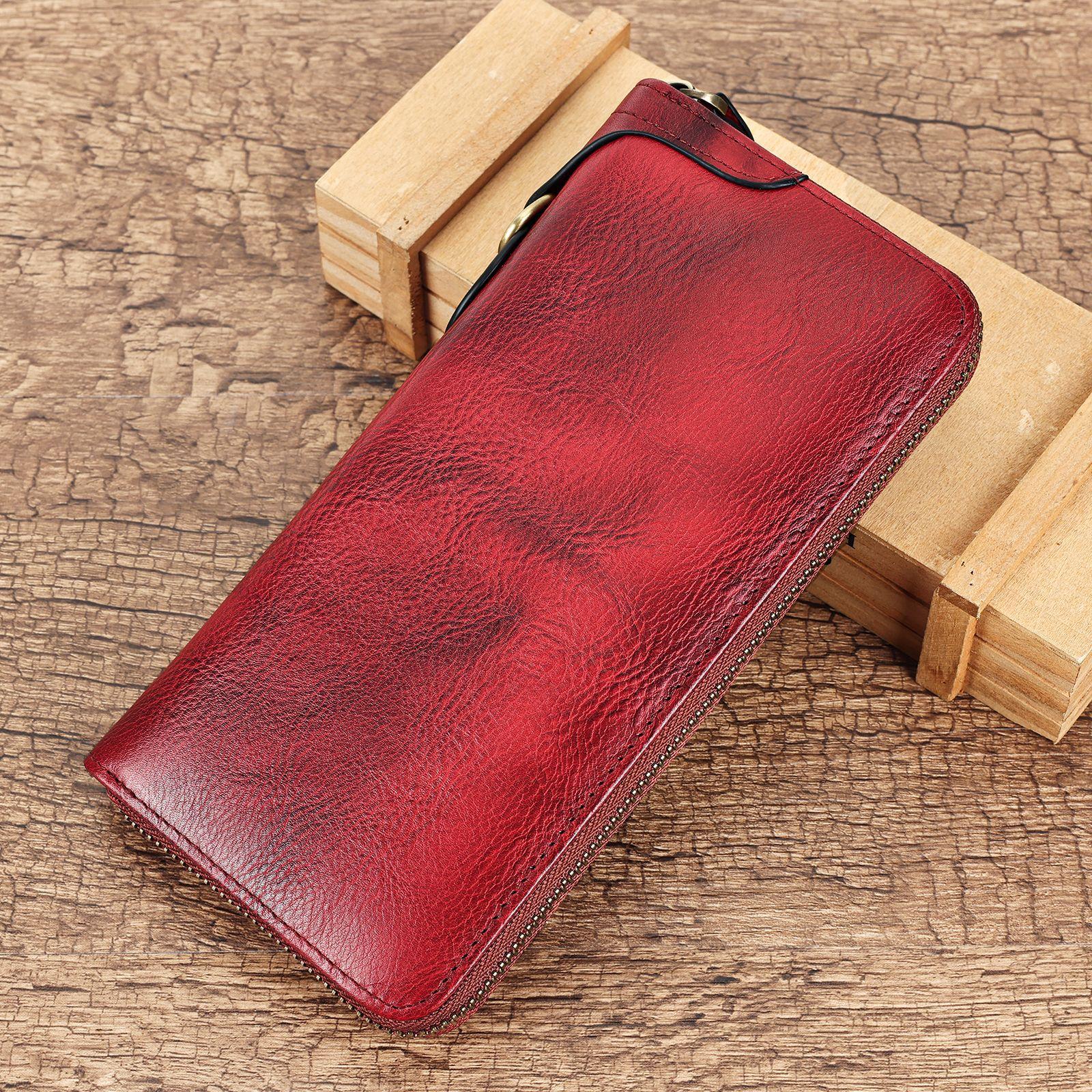 

Многофункциональный длинный кошелек для монет, сумка-клатч с несколькими отделениями и большой вместимостью, кошелек-клатч на молнии One Size красный