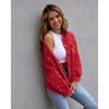 Holes Raw-edges Denim Jacket Women Spring Autumn Shirt Style Jeancoat Casual Top Rose-Red Orange Purple Outerwear Lady Coat