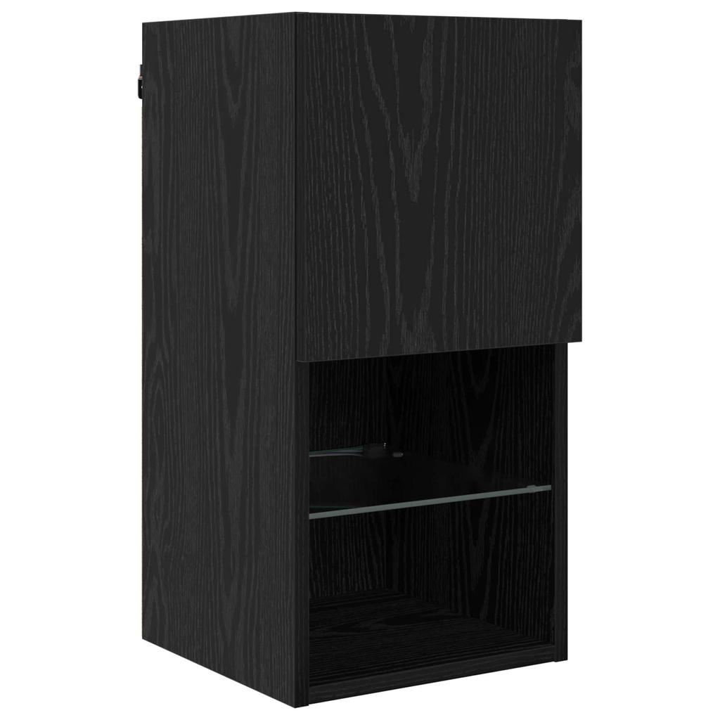 TV Wall Units with LED Lighting 6 pcs Black Oak Effect
