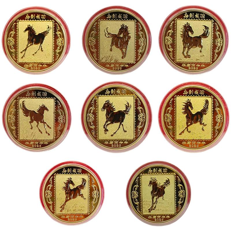 Metall Lyckosam Samlingsmynt Zodiaken Året Hästen Jubileumsmynt Samling Gåva