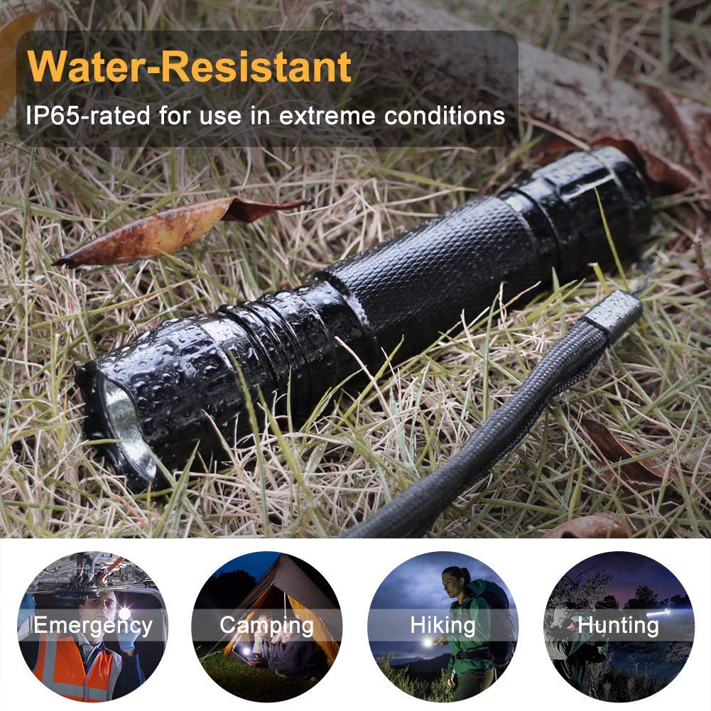 Tactical Flashlight High Brightness Waterproof LED Flashlight with Mounting Ring with 20mm Remote Push Switch Included (1200 Lumens, LED), (Compatible