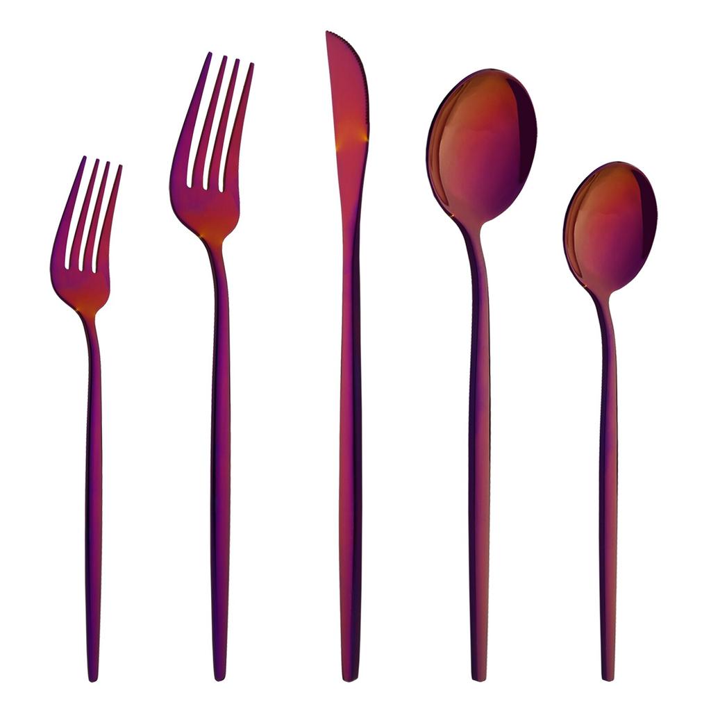 Modré zlato 5 ks Sada jídelního nádobí Stříbrné nádobí Příbory Nůž Dezert Vidlička Lžíce Nerezové nádobí Sada příborů Protable Jídelní potřeby