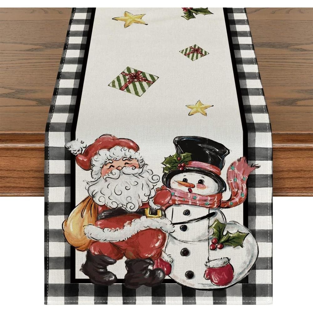 Merry Christmas Christmas Table Runner Faceless Gnome Snowman Table Cover  Home Party Decor