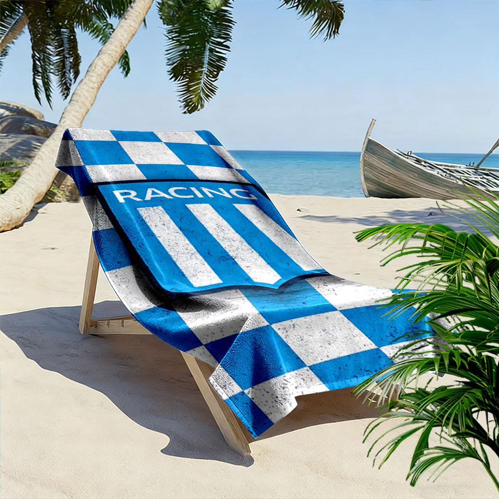 Racing Shield Blue Pattern Beach Towel Quick-drying for Travel Outdoor Sports Jogging Beach and Swimming
