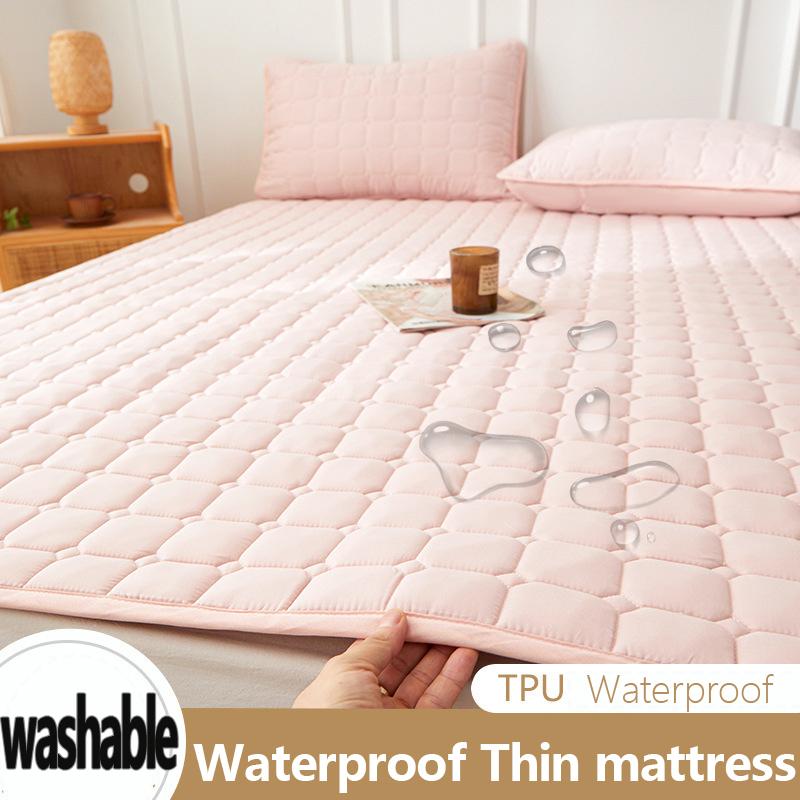 Waterproof Thin Mattress, Quilted and Sandwiched Cotton Mattress, Home Bedroom and Dormitory Soft Cushion, Protected Pad, Anti Slip Mattress