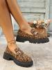 British Style Leopard Print Velvet Loafers with Thick Sole - Large Size, Slip-On Women's Shoes, Summer 2025 Collection.