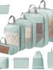 Compression Travel Storage Set: 9-Piece Washable Organizer for Cosmetics, Clothes, Shoes, and Luggage.
