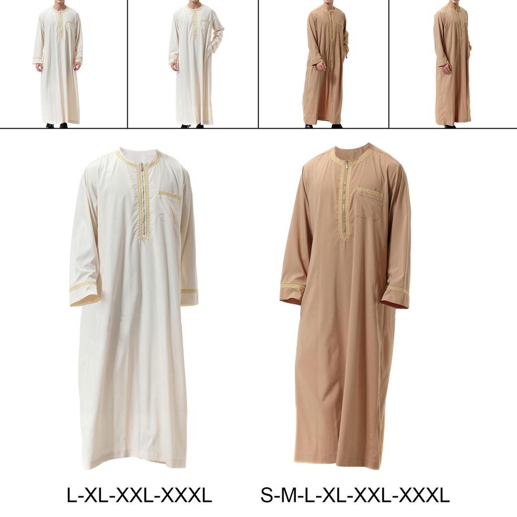 Langes Gewand Herren Kaftan Herrenkleidung Abaya Strapazierfähig Lässiges Hemdkleid Roben Naher Osten