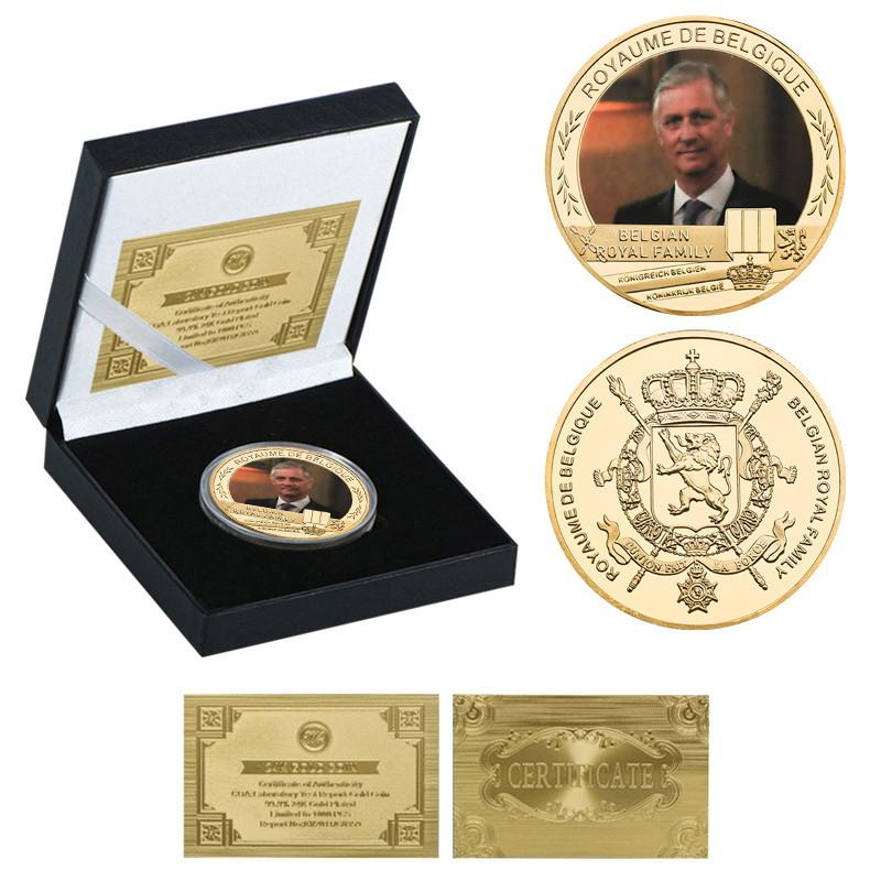 Belgian Royal Commemorative Coin Metal Craft Gift Box Set, Each coin contains a gift box