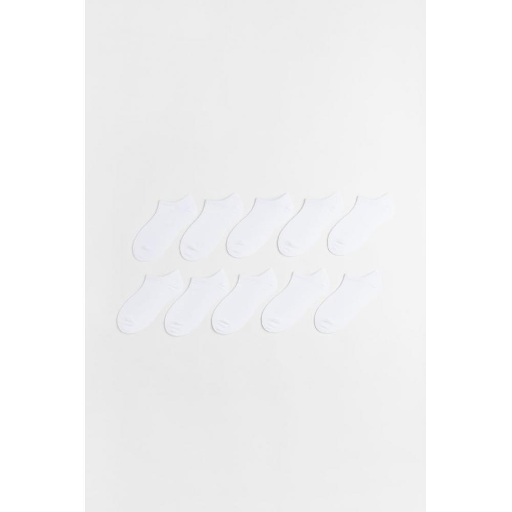 

H M 10 Pack Ankle Socks Set White