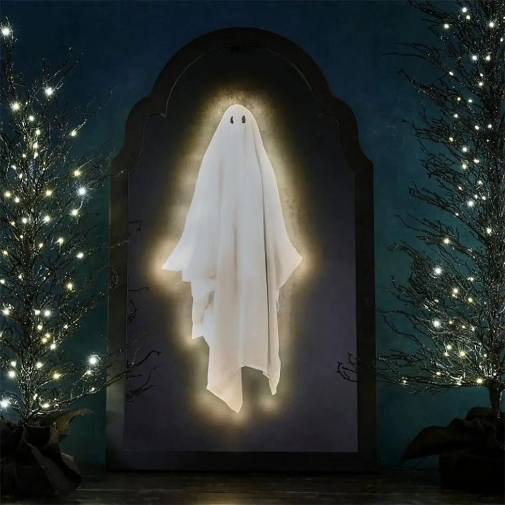 Thickened Halloween Ghost Mirror Night Light Plastic Spooky Scary Ghosts Table Mirror LED Ghost Hologram Mirror Decorations