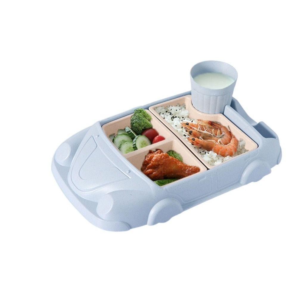 Bamboo Fiber Children's Lunch Plate Compartment Feeding  Food Tray  Kindergarten