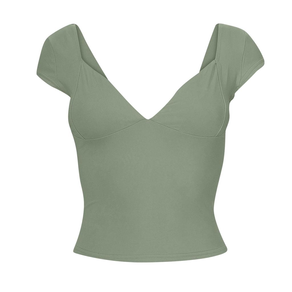 Dámské sexy tenké triko s hlubokým výstřihem do V a s krátkým rukávem