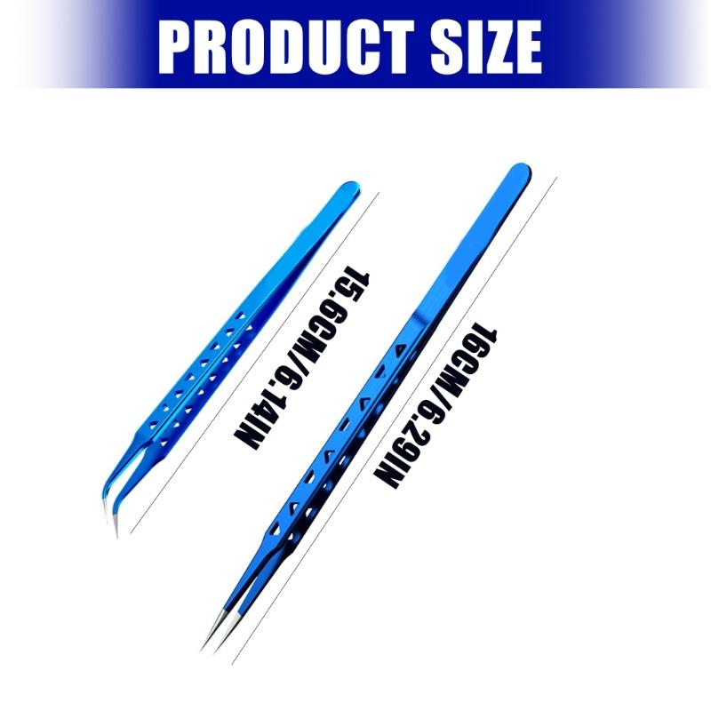 Stainless Steel Tweezers 2Pcs Set With Excellent Heat Dissipation Design For Electronics Repair And Precise Engineering Tasks