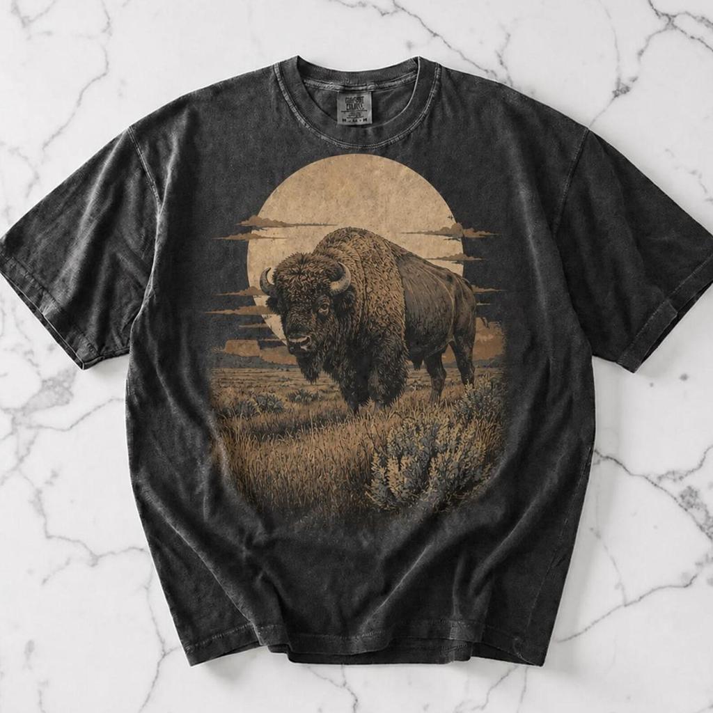 Bison Shirt, Unisex Yellowstone Shirt, National Park Shirt, Vintage Wildlife T shirt, Western Graphic Tee, Comfort Colors Bison T shirt