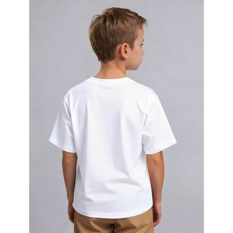 European Sizes Boys' Casual Fashion Short Sleeve T-Shirt, Anchor Lighthouse Ship Pattern Comfortable Spring Summer Daily Short Sleeve Tee
