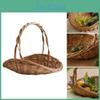 With Rattan Garden Handle Basket Basket Ecofriendly Meticulous Weaving Versatile Multipurpose Woven Basket Picnic Fruit