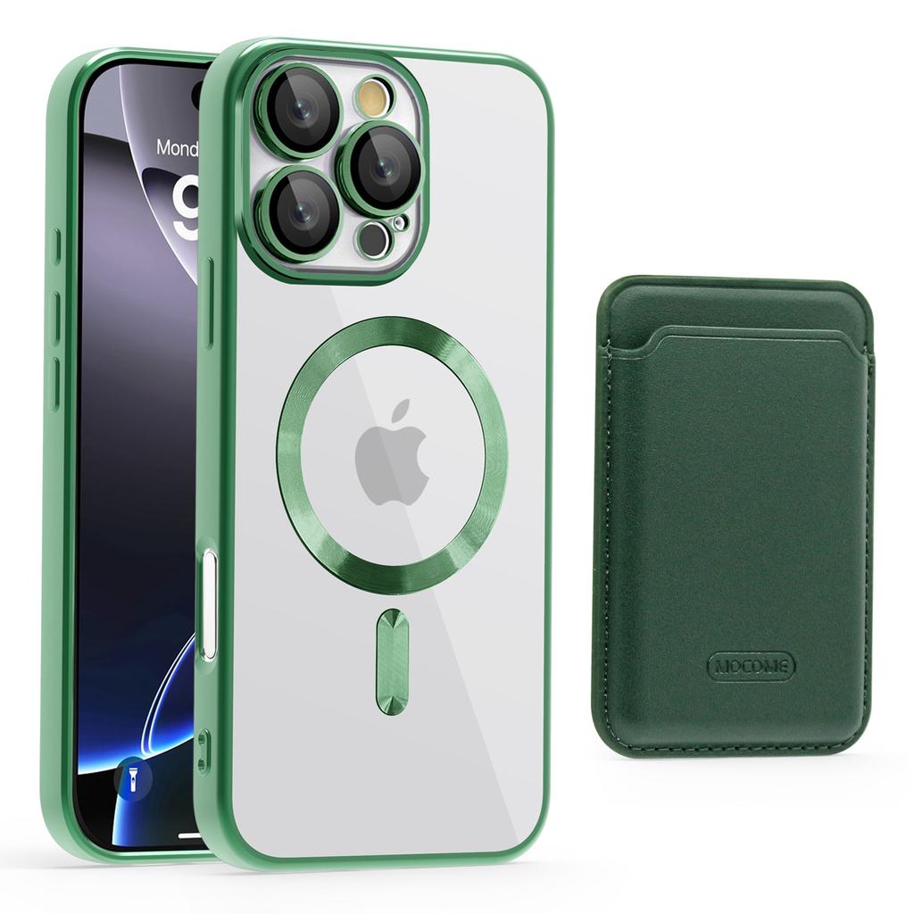 Gold Shield CD Pattern Magnetic Suction Case + Card Bag Suitable for IPhone 16 Mobile Phone Case Apple 15PM Anti-fall Protection Case