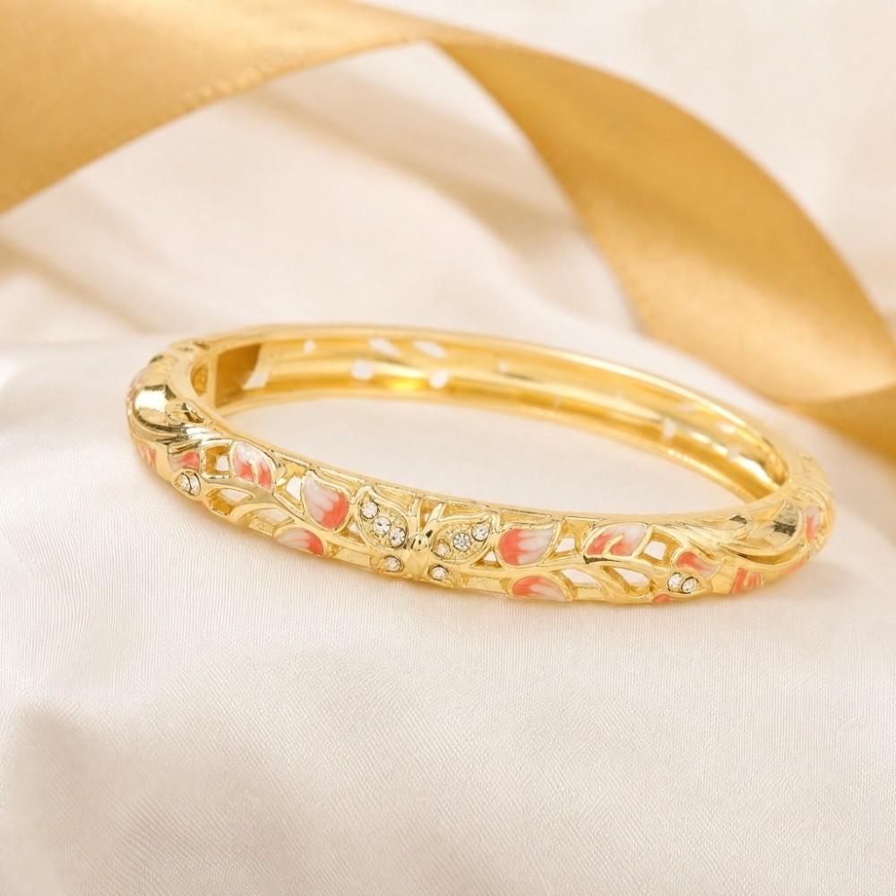 Colorful Vintage Cloisonne Bangle Enamel Women's Hand Bracelet Flower Crystal Bangle  Girls