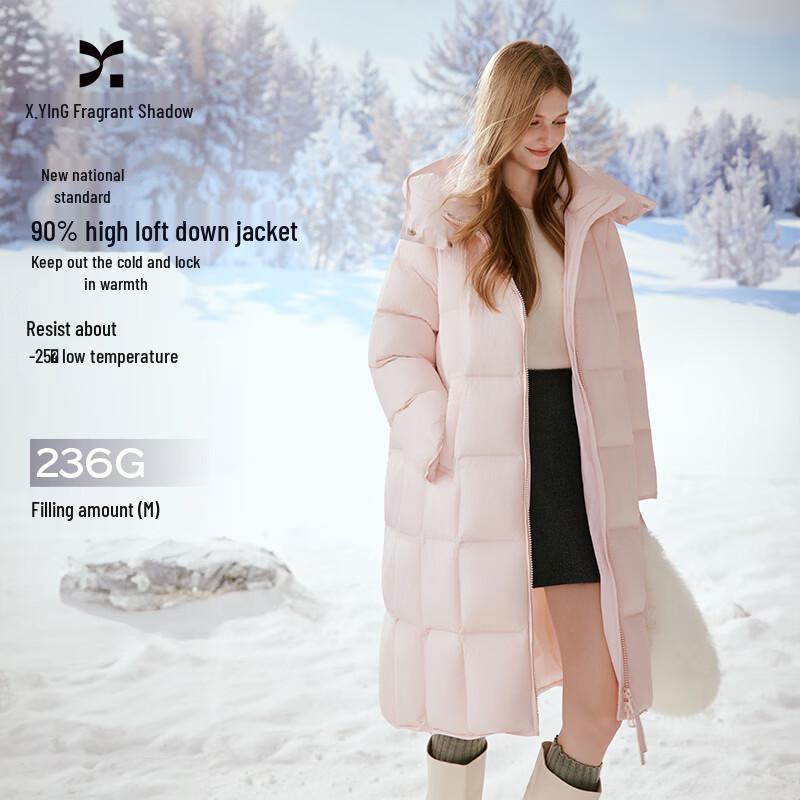 Women s Mid-Length Hooded 90% White Duck Down Jacket L