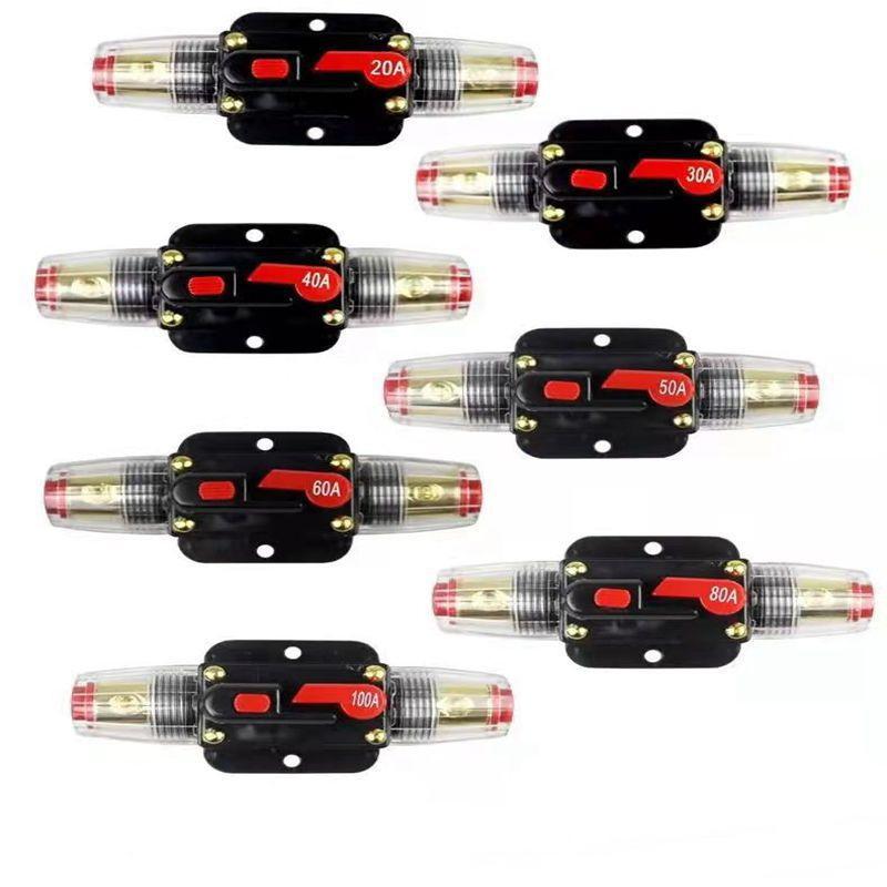 Automotive Marine Manual Reset Circuit Breaker 20-150A Waterproof Inline Fuse Holder for DC12V 24V Power Protection